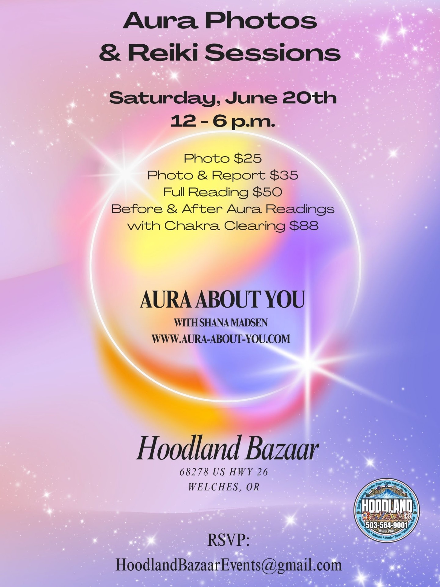 Aura Photos & Reiki Sessions flyer