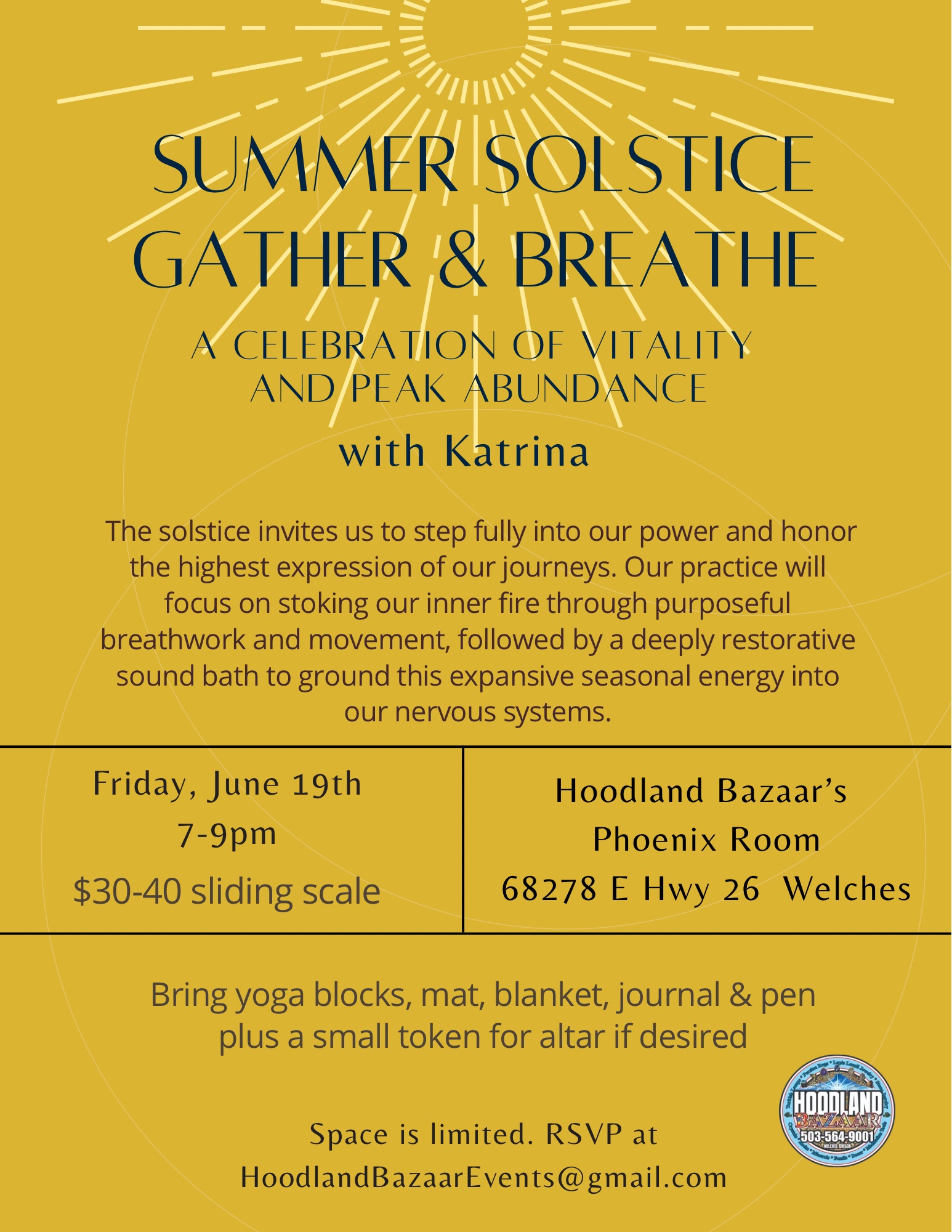 Summer Solstice Gather & Breathe flyer