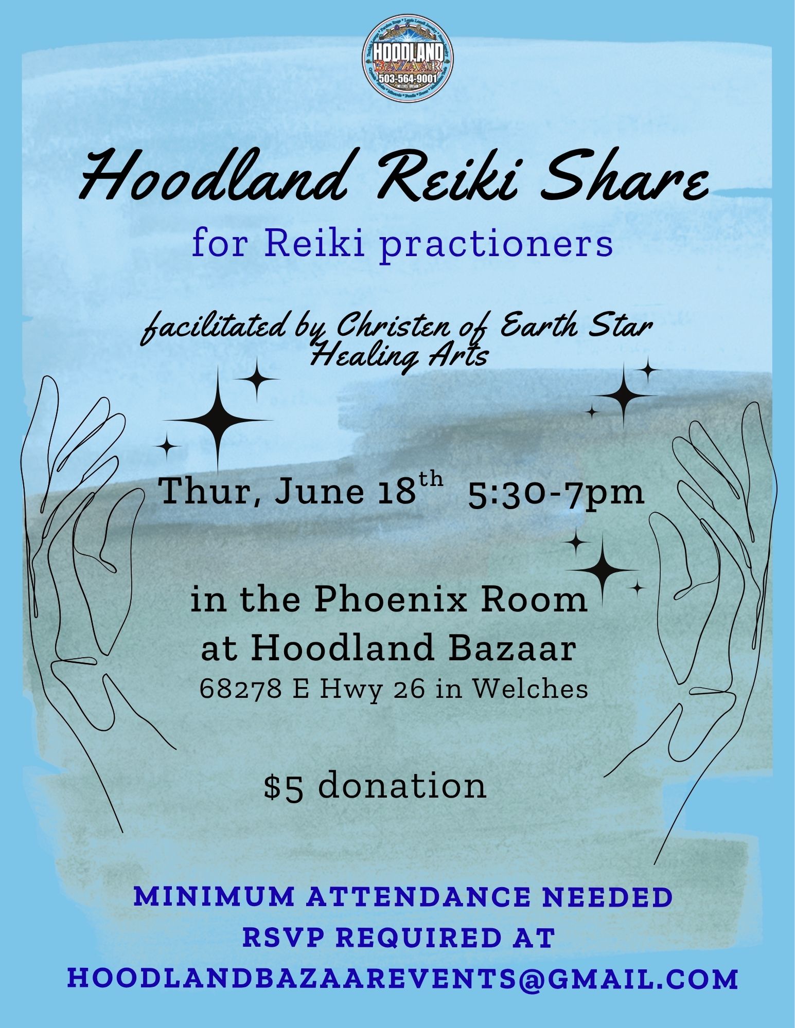 Hoodland Reiki Share flyer